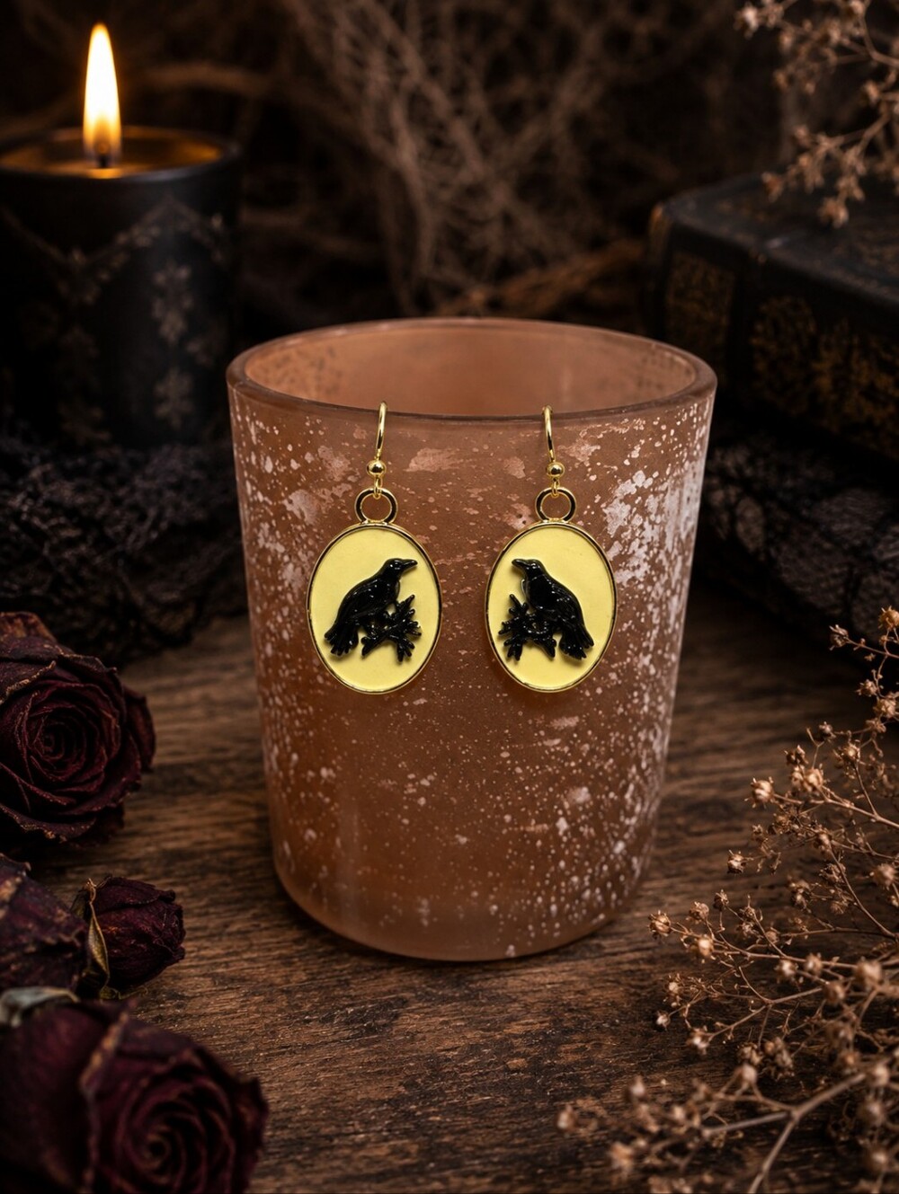 NEW Raven Bird Oval Dangle‎ Fashion Earrings Jewelry Accessories